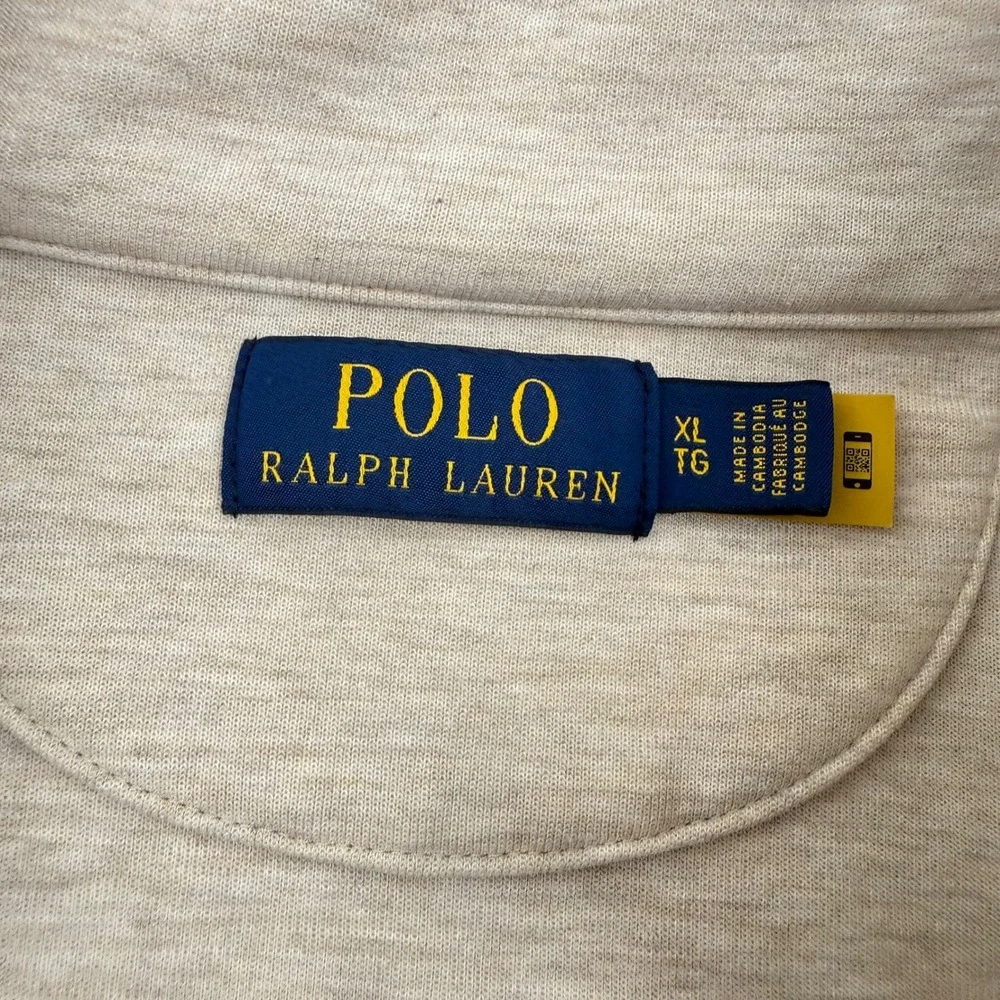 Polo Ralph Lauren Pullover Mens XL Preppy Quiet Luxury Quarter Zip Oatmeal Tan